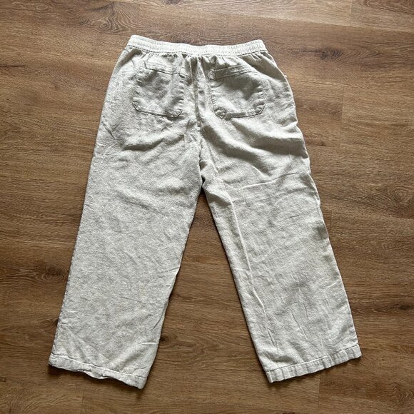 Old Navy Linen Blend Wide Leg Pants Womens Size Medium Beige Relaxed Boho - Picture 2 of 9